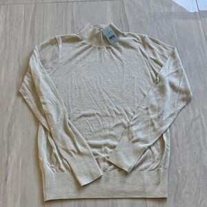 Loft Shimmering Cream Mock Neck Top